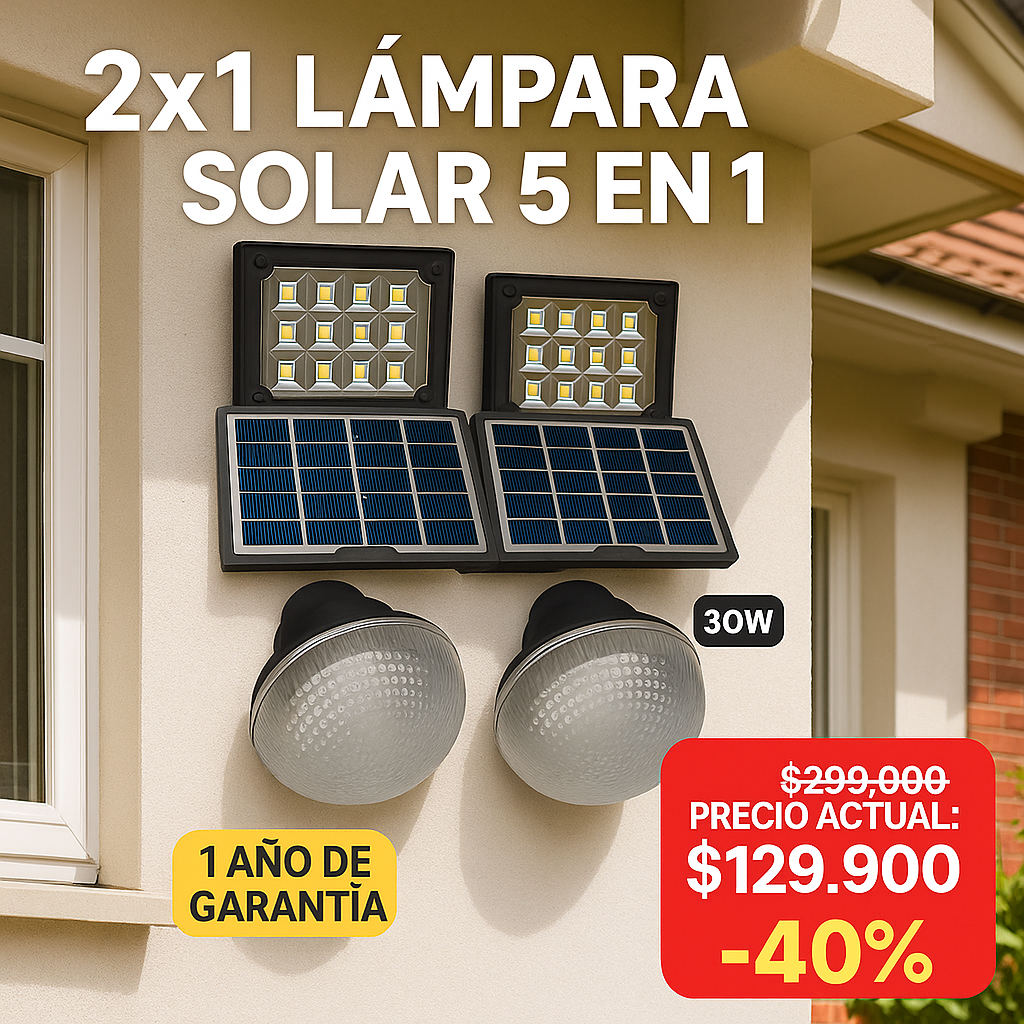 2X1 Lampara solar 5 en 1