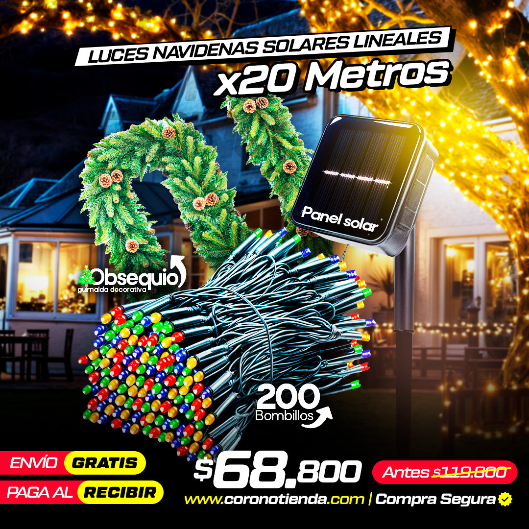 LUCES DE NAVIDAD CON PANEL SOLAR