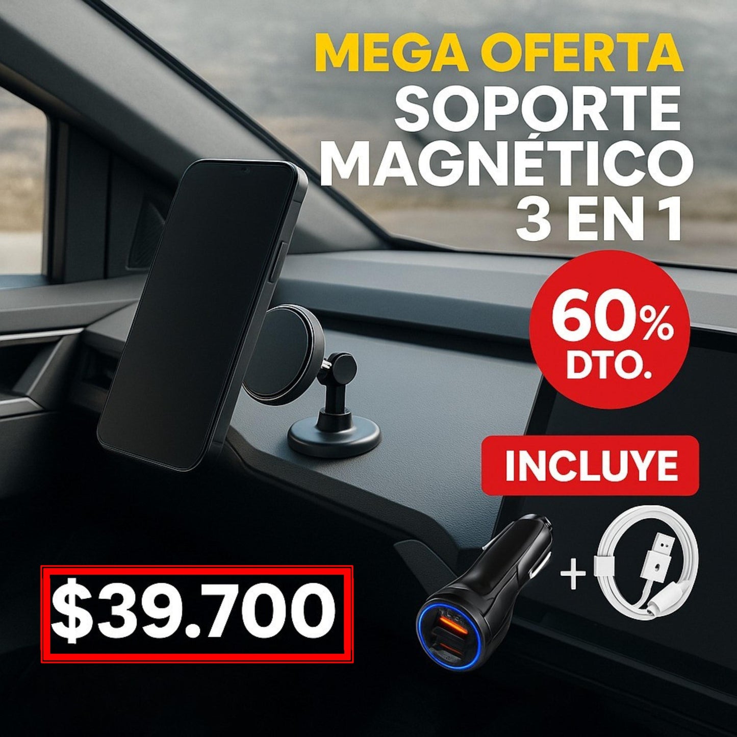 Soporte magnetico de celular 3X1