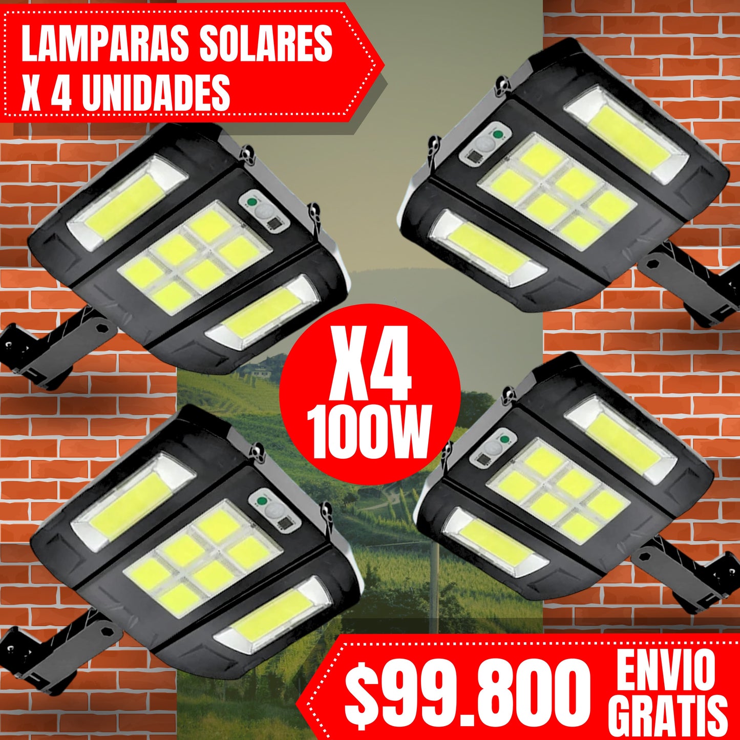 Lamparas solares X4 100W