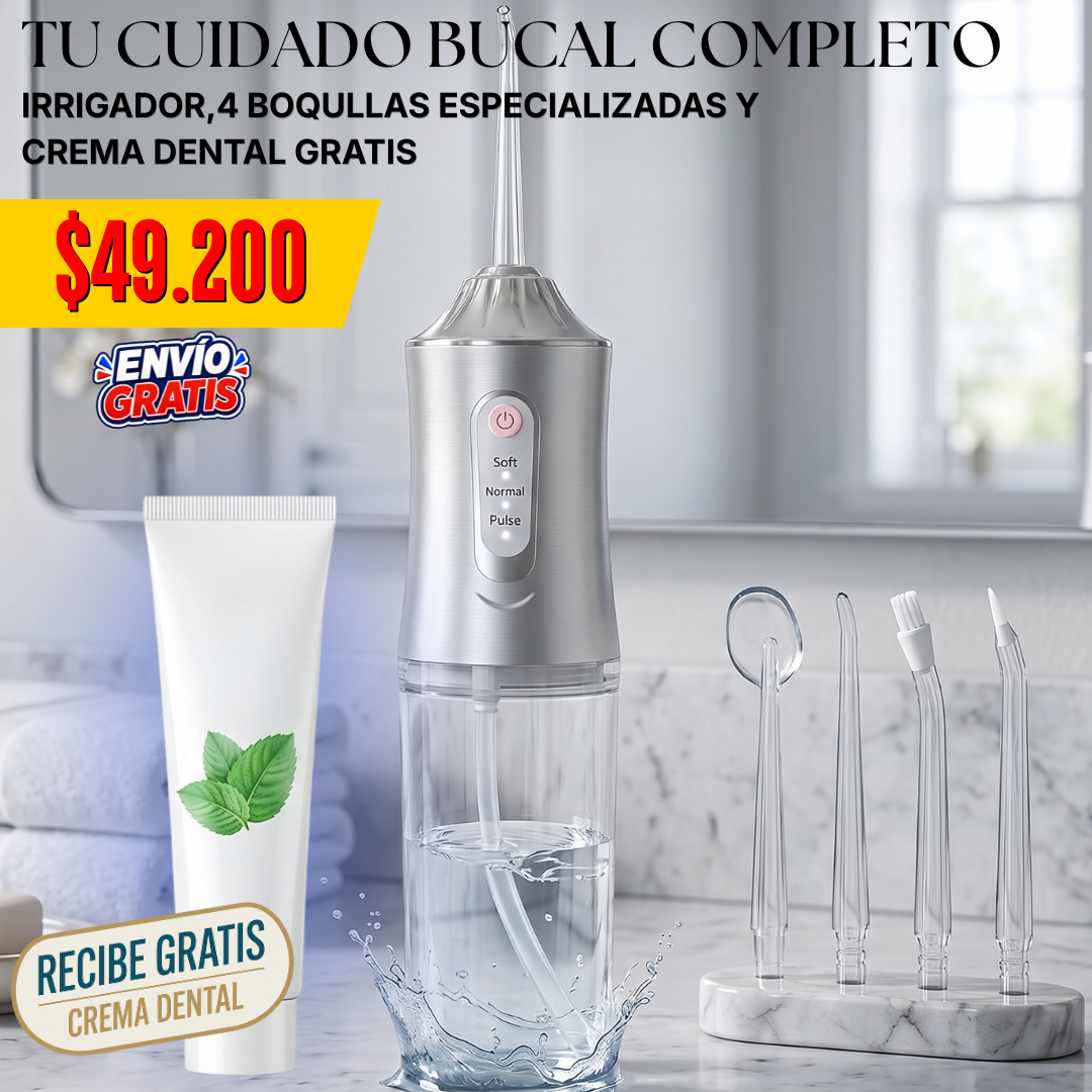 Irrigador bucal + Crema dental