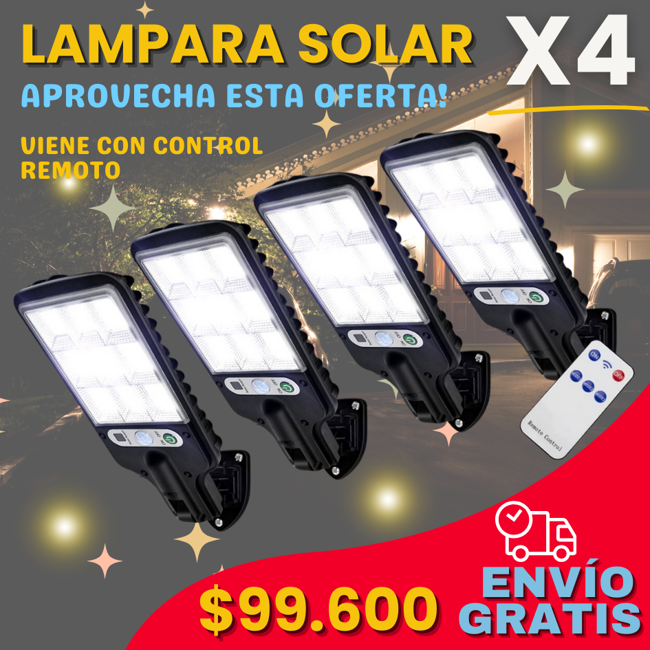 LAMPARA SOLAR CON SENSOR Y CONTROL REMOTO X4