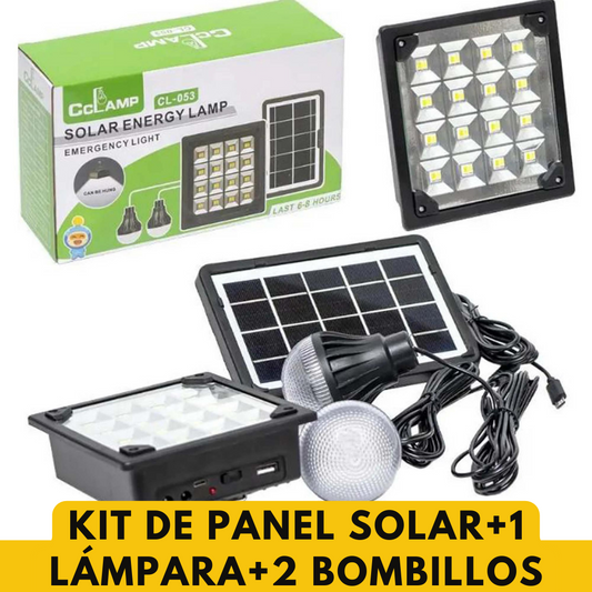 KIT DE PANEL SOLAR+1 LÁMPARA+2 BOMBILLOS