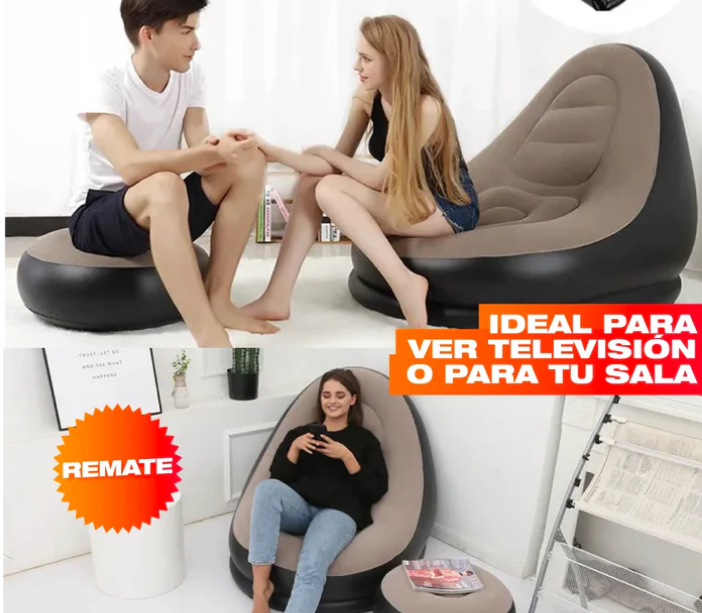 2 EN 1 SOFA INFLABLE CON COJIN PARA PIES