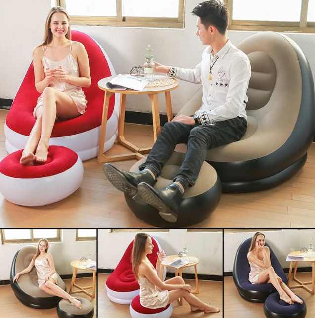 2 EN 1 SOFA INFLABLE CON COJIN PARA PIES