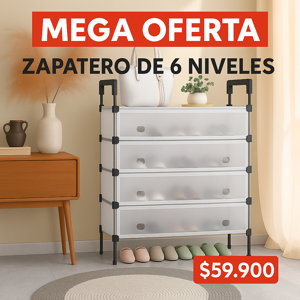 Organizador de zapatos 6 niveles con cajones