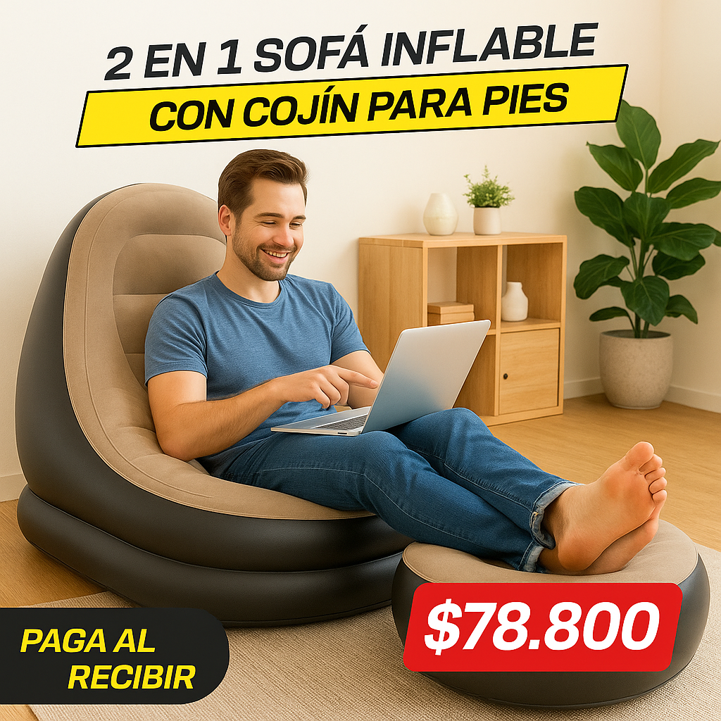 2 EN 1 SOFA INFLABLE CON COJIN PARA PIES