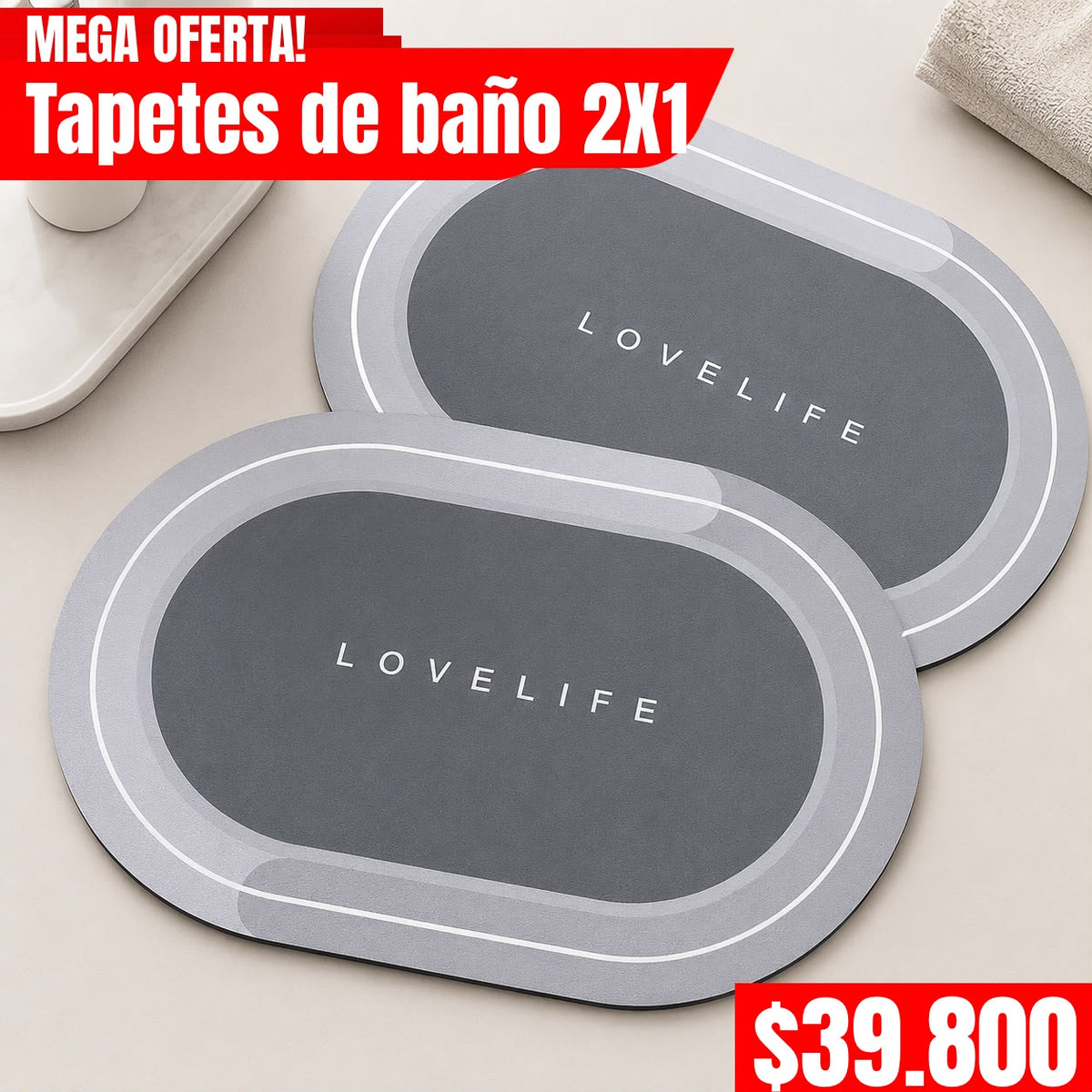 tapete de baño antideslizante 2X1